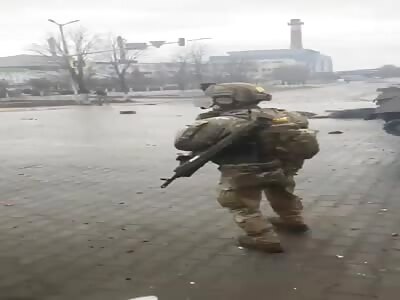 Aftermath of street combat in Irpin.