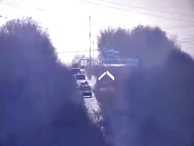 Russian column destroyed by Ukrainian forces.