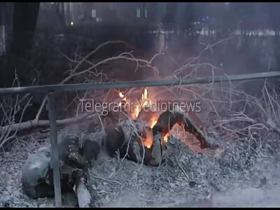 Russian soldiers barbecue