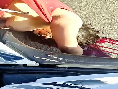 Pretty Girl with Boobs and Ass Hanging Out after Murder