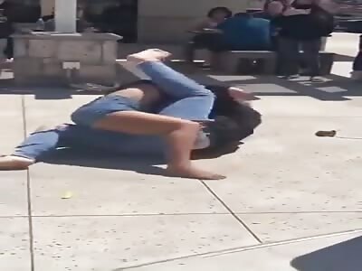 woman with electronic anklet beats up a fat woman