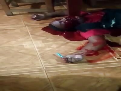 Homicide victim gushing blood