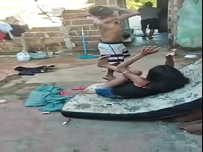 Skinny transvestite flogged with rubber hose for drug theft