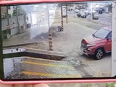 Motorcyclist flies in accident