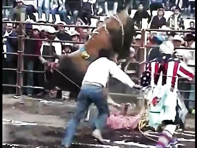 Mexican roulette, bullfighter saw the devil on top of that bull