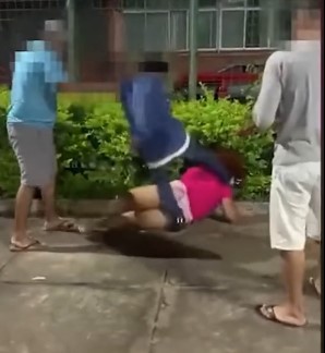 A huge transvestite was cruelly beaten