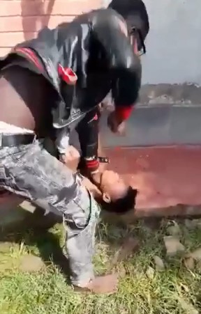 Woman pushed by partner