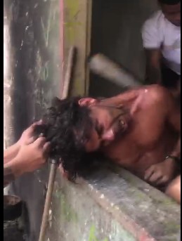 burglar beaten in a dirty room