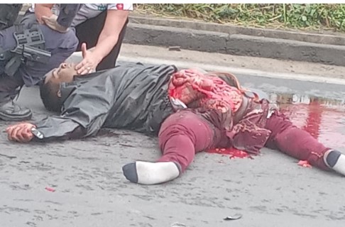 biker crushed on Brazilian highway