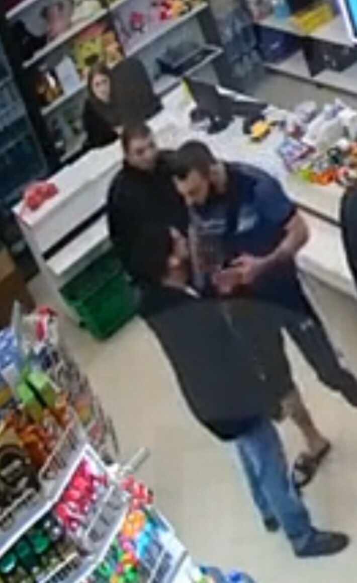 guns pop up during the brawl in the shop