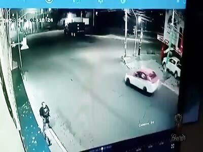 Motorcycle ends up under a truck