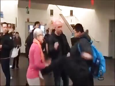 Punk Woke Student Kicks Old Lady.