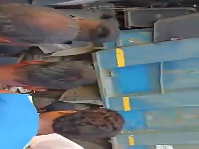 Bodies crushed by cargo truck