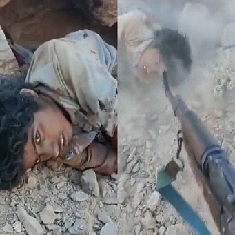 Shot dead by a member of the Egyptian Army.