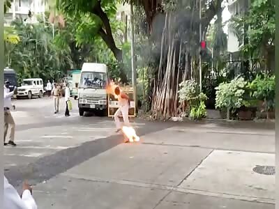 Set fire to himself