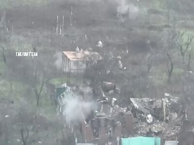 Ukrainian drone + Mk 19 = good russians in Bakhmut