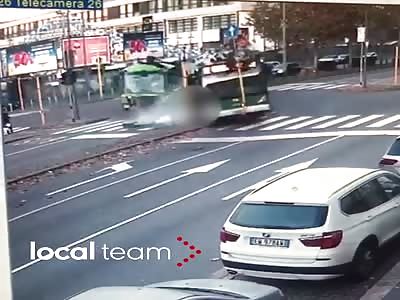 Garbage truck collides with buses in Milan Italy