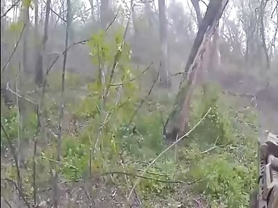 Ukrainian soldier getting hit by russian fire