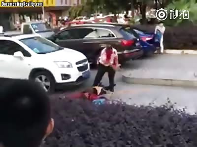 Man pulls at womans guts.