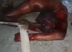 Brutal Execution Using Stones, Sticks and a Pickaxe!