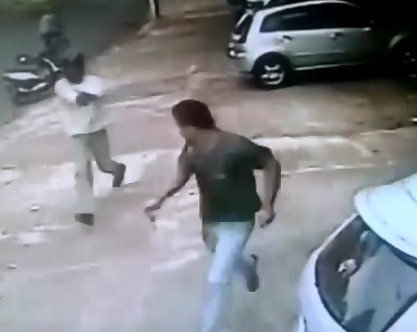 Multiple Camera Angles show Man Executed by Killer Wearing a Helmet 