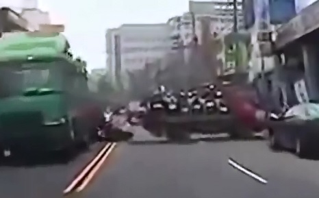 Motorcyclist Slips off Bike at the Wrong Time (Slow Motion Added) 