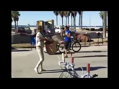 Wtf:  Crazy Psycho Woman Assaults a Couple Innocent People then Shits in Public 