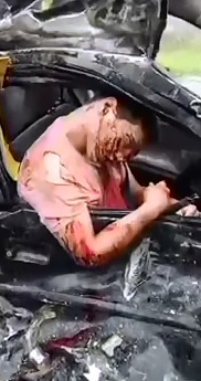 Grisly Scene..Man Died Trapped inside Car as Cameraman gets Close 