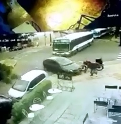 Man pushing his Bike is Blasted by a Car and Thrown into a Wall 