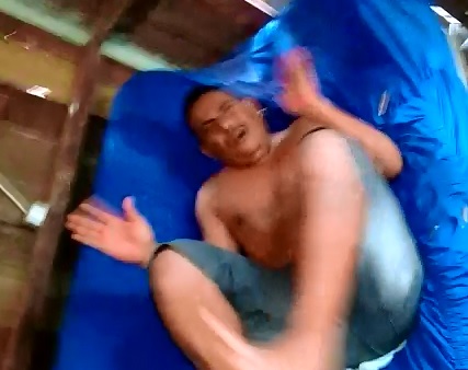 Man Beaten like a Bad Child on his Own Couch too 