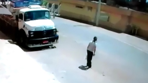 Fatal Head On Collision caught on tape between Truck and motorcyclist 