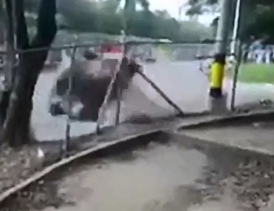 2 Angles of Violent Go-Kart Collision into a Tree during Speed Race 