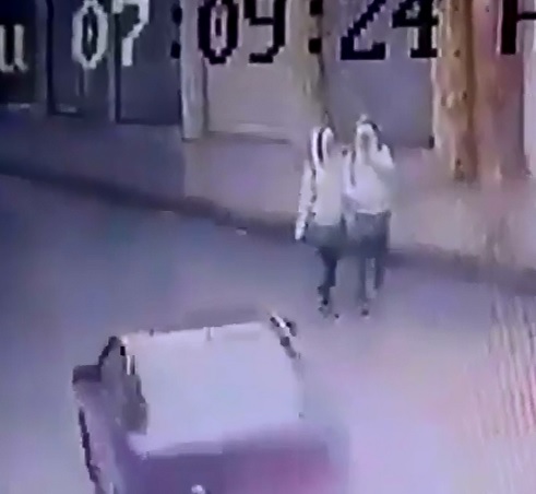 2 Innocent Girls Walking in the Rain are Purposefully Run Over by Psycho in a Car (Slow Motion Added) 