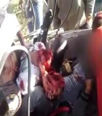 Man with Cell Phone gets Inside of Death Car with All Occupants killed from Crash 