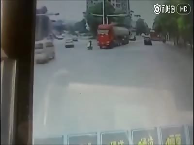 Cyclist and his Passenger are Crushed to Death by Tank Truck 