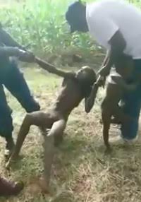 Crazy Naked Woman Struggles against Arrest