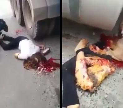 (New Angle)..Two Women Killed by Truck, Head and torso Twisted under the Wheel 