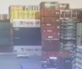 Car at the WRONG Place is Crushed by Falling Containers !? 