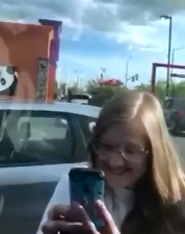 Woman pulls knife, starts stabbing/headbutting vehicle of two guys she thinks honked at her and tried to run her over