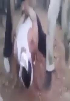 Blind folded man being beheaded..New 