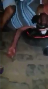 Bizarre Scene shows Man Seizing with his Head stuck in his Motorcycle  