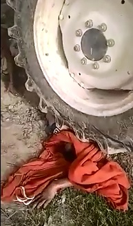 Killed by Tractor?  Daughter Cries at her Fathers Side 