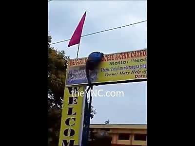 Worker is Electrocuted as others Try to Help Him anyway they Can...