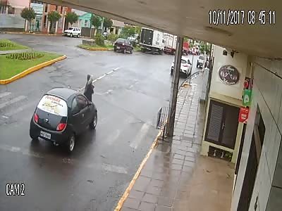 Camera shows woman being run over in safety range