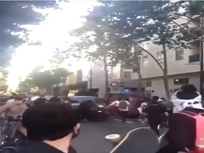 Looters Ran Over By Jeep (no sound)