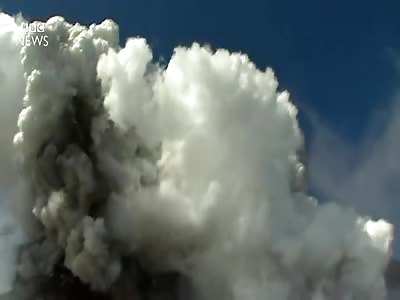 BBC News crew caught in MT Etna eryption.