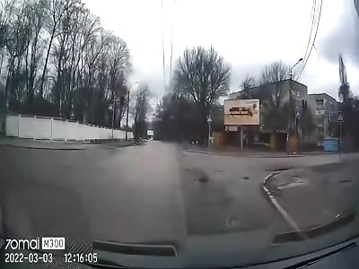 The shelling of the city of Chernihiv by the Russian cruise missile 