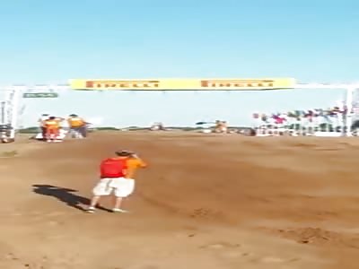 Flag Guy Struck During Race