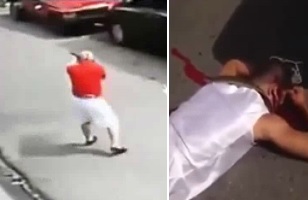 Awesome Moment Guys Sharp Shoots Down the Guy that Robbed Him