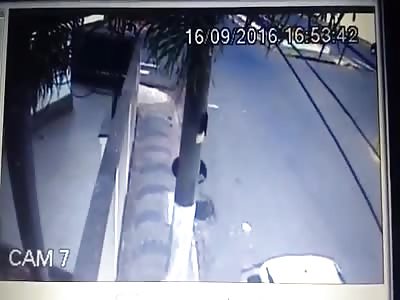 Rider flies after collision and hits pole